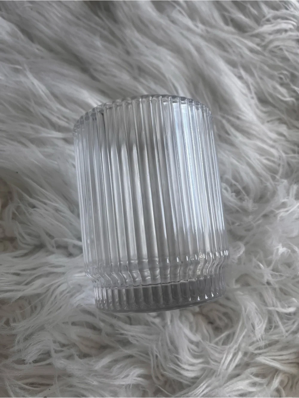 Crate&Barrel Clear Ribbed Glass Candle Holder